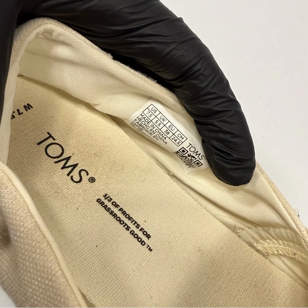 TOMS Alpargata Beige Canvas Rope Espadrille Slip On Shoes Size 7.5‎